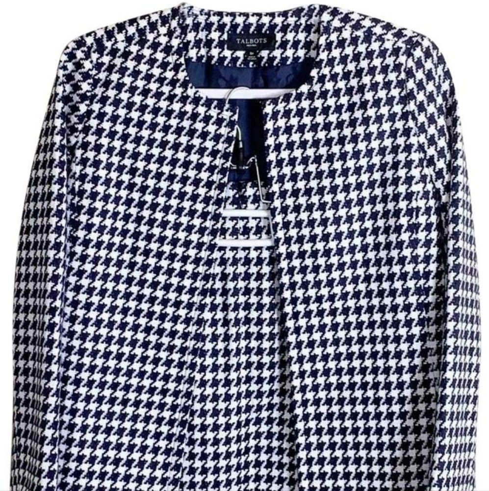 Talbots Blue and White Houndstooth Skirt Set